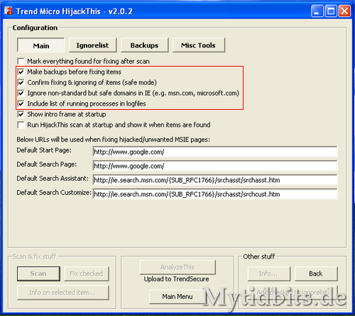 config screen